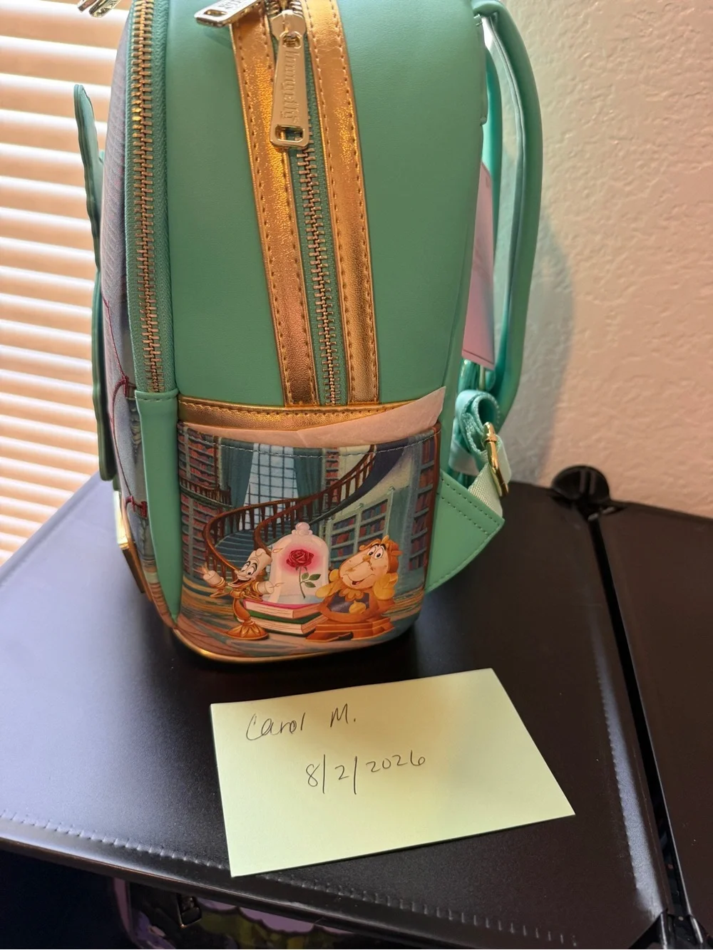 Loungefly Belle Teal and Yellow Mini Backpack and matching wallet.  NWT.